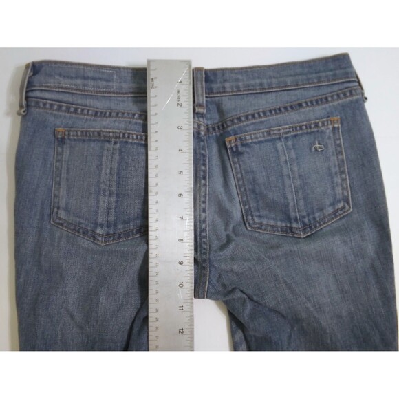 Rag Bone Women's 27 Skinny Relay Racer Jeans Blue Side Striped Ankle Zip - Picture 10 of 12